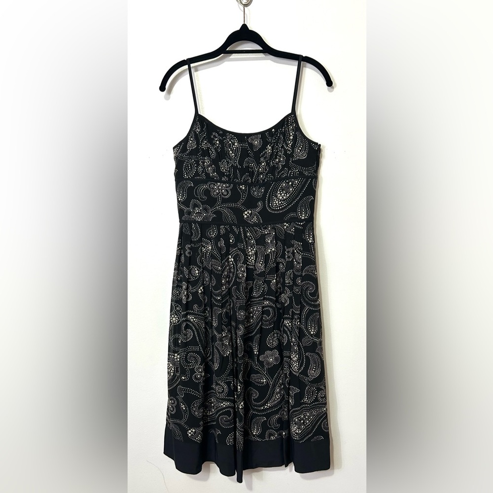 Ann‎ Taylor 100% Silk Midi Dress 4 Black Floral Y2K Vintage Romantic Whimsigoth